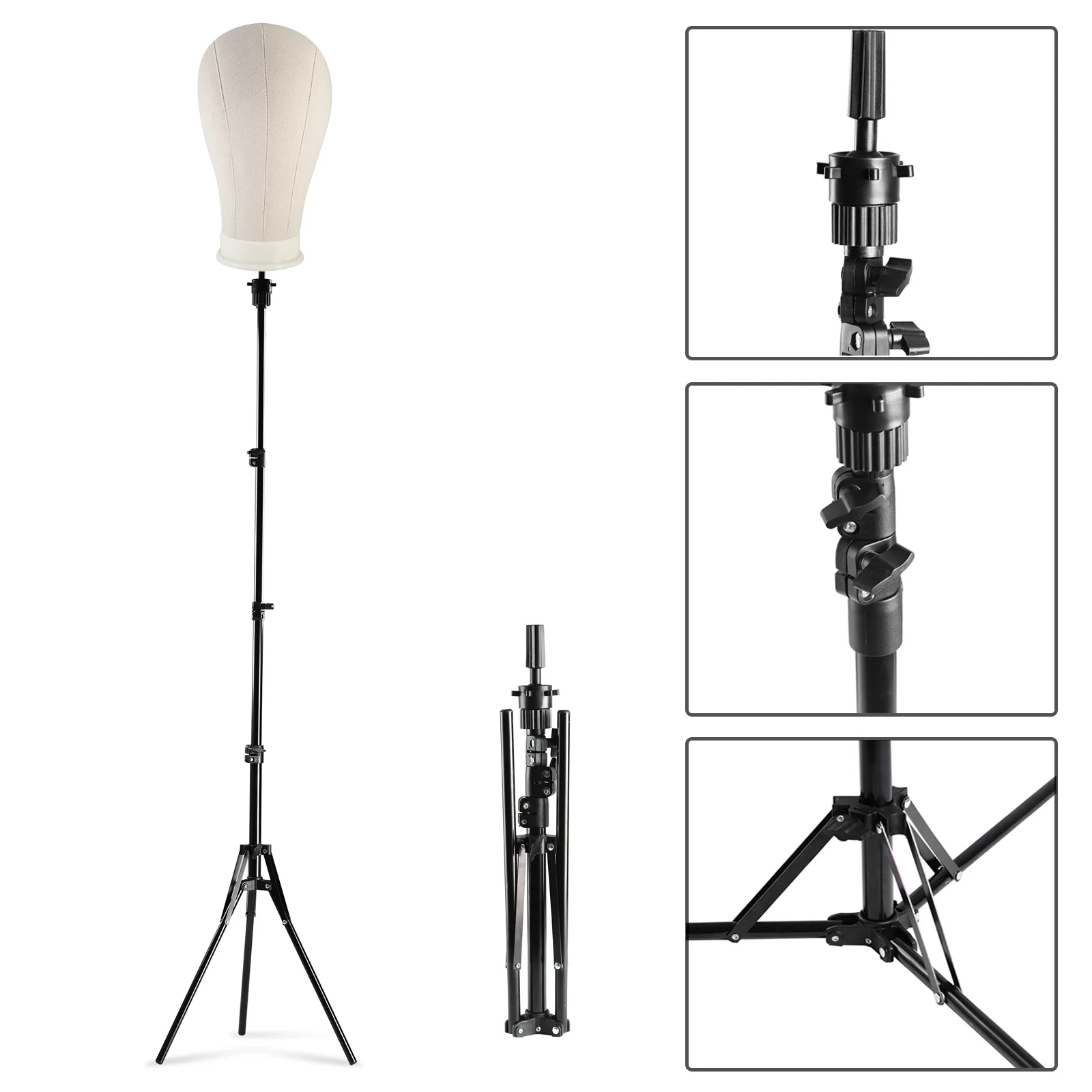 Adjustable Wig Stand Training Head Tripod 20-63 Inch Long Tripod Stand Mannequin Head Tripod Hairdressing Hair Tools Accessories