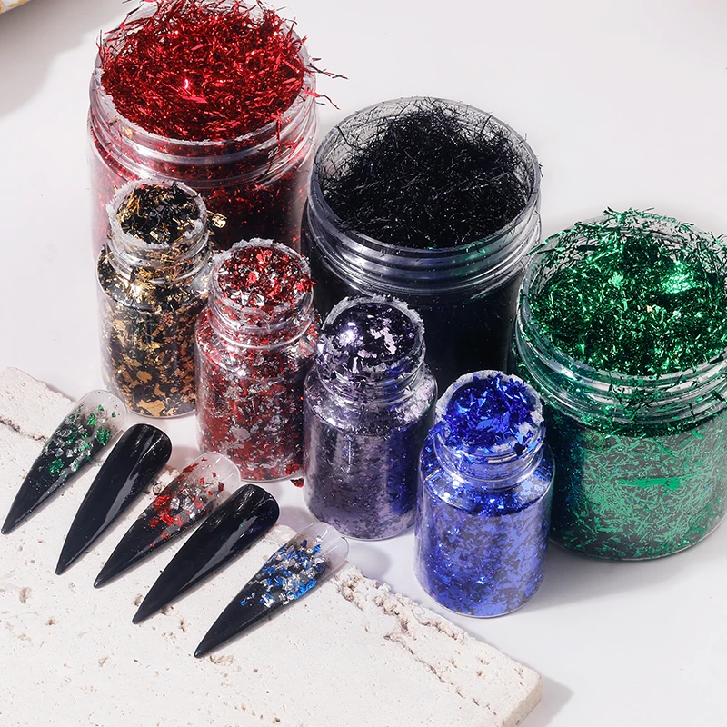

1 Bottle Rose Gold Gold Silver Blue Red Tin Foil Sequin Glitter Craft For Eco-Friendly Resin Painting DIY Nail Art Decoration