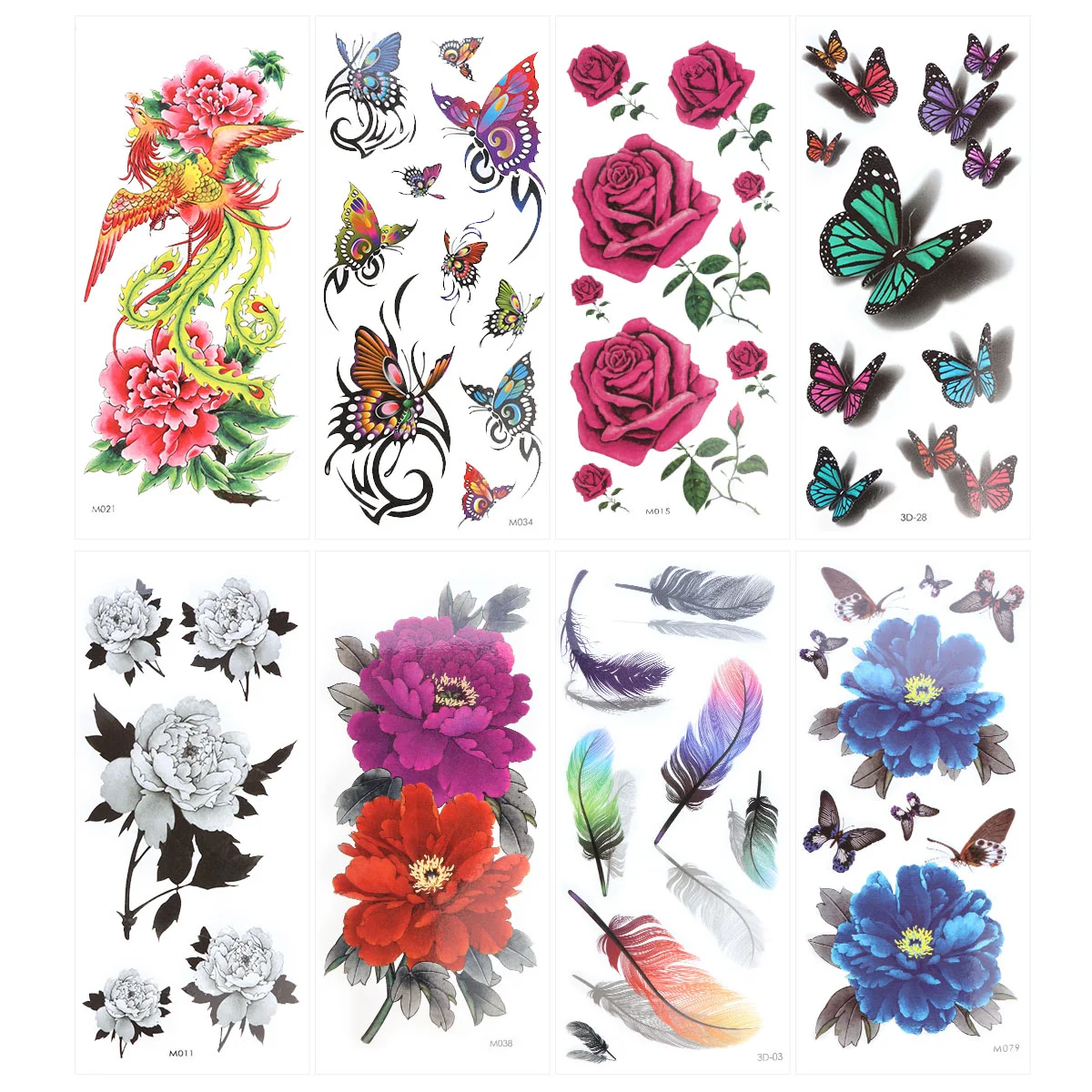 

Temporary Rose Flower Face Women Stickers Waterproof Floral Fake Neck Kit Sleeves Sticker Temperary Leg Adults Butterflies Stick