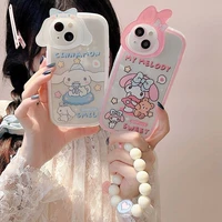 cinnamoroll my melody lens with bracelet phone cases for iphone 13 12 11 pro max back cover
