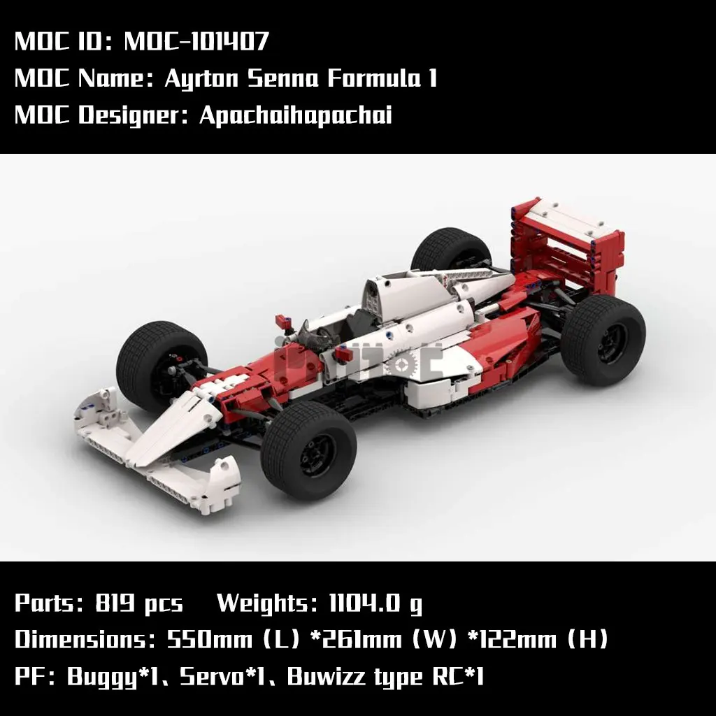 

Moc-101407 Elton Senna F1 racing app remote control 819pcs electronic description splicing building block technology assembly