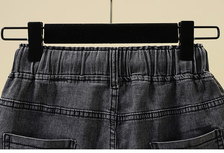 Casual Large Size Jeans Shorts Women's Clothing 2023 Spring Summer New Korean Elastic High Waist Drawstring Denim Shorts AC196