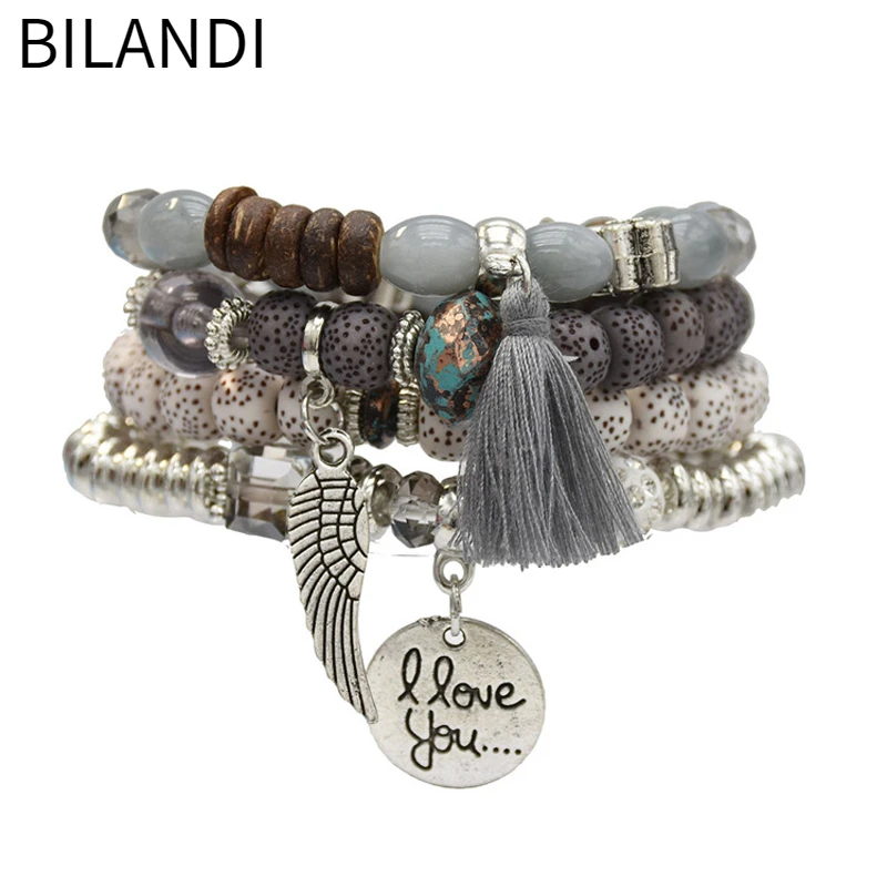 

Bilandi Fashion Jewelry Bohemia Multi Layer Resin Beads Tassel Bracelet For Women Party Wedding Gift Accessories Dropshipping