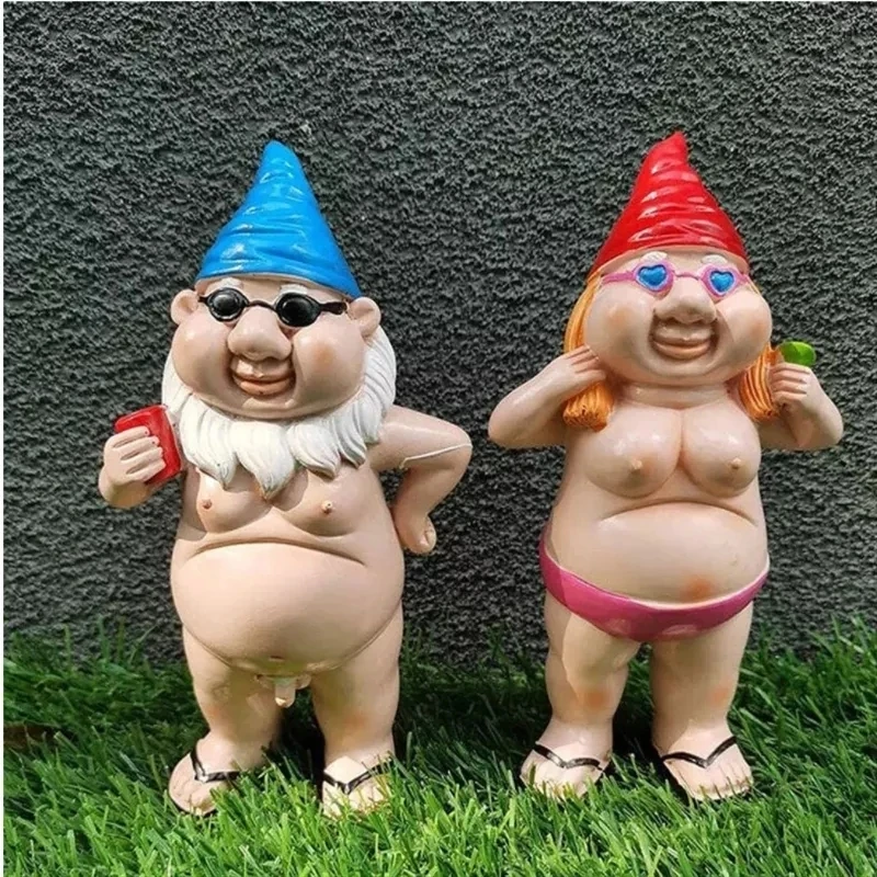 

Creative Halloween Ornaments Figure Sexy Statue Garden Funny Naked Dwarf Resin Gnome Holiday Decorations