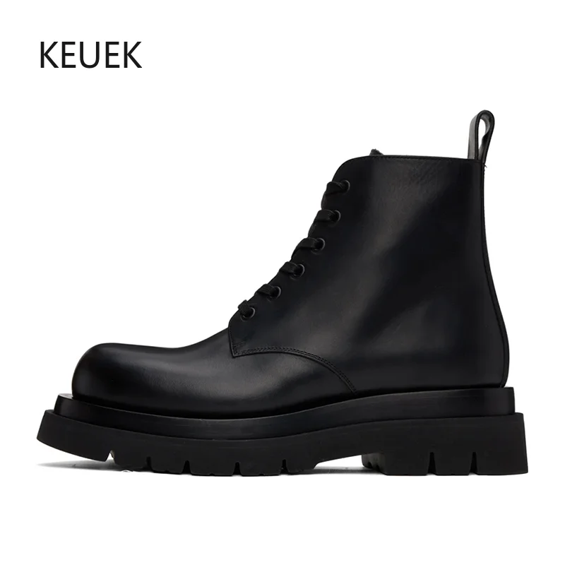 

Туфли дерби мужские высокие, натуральная кожа, на толстой подошве, мотоциклетные ботильоны, роскошный дизайн, уличная рабочая обувь, Botines 2A