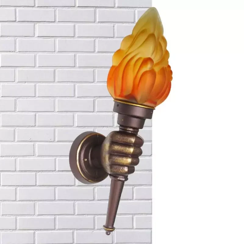 

Torch Lamp Classical Hand Torch Light Creative Wall Lamp Wall Sconces With Flame Home Decorative Vintage Art For Bedroom