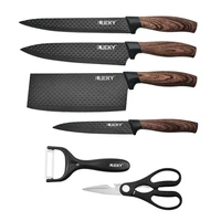 stainless steel kitchen knife set non stick coating wave pattern sharp six piece gift case tools scissors peeler chef slicer