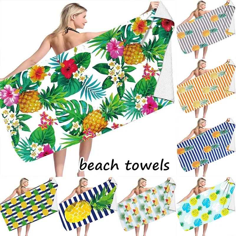 

Microfiber Beach Towels Tropical Pineapple Hawaii Style 3D Print Summer Absorbing Quick Dry Swim Bath Towel Sand Outdoor