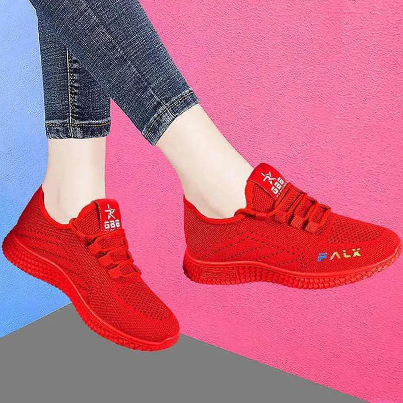 Lightweight Breathable Knitted Mesh Sneakers Women Casual Flat Running Shoes Summer Tennis Trainers Outdoor Sports Walking Shoe