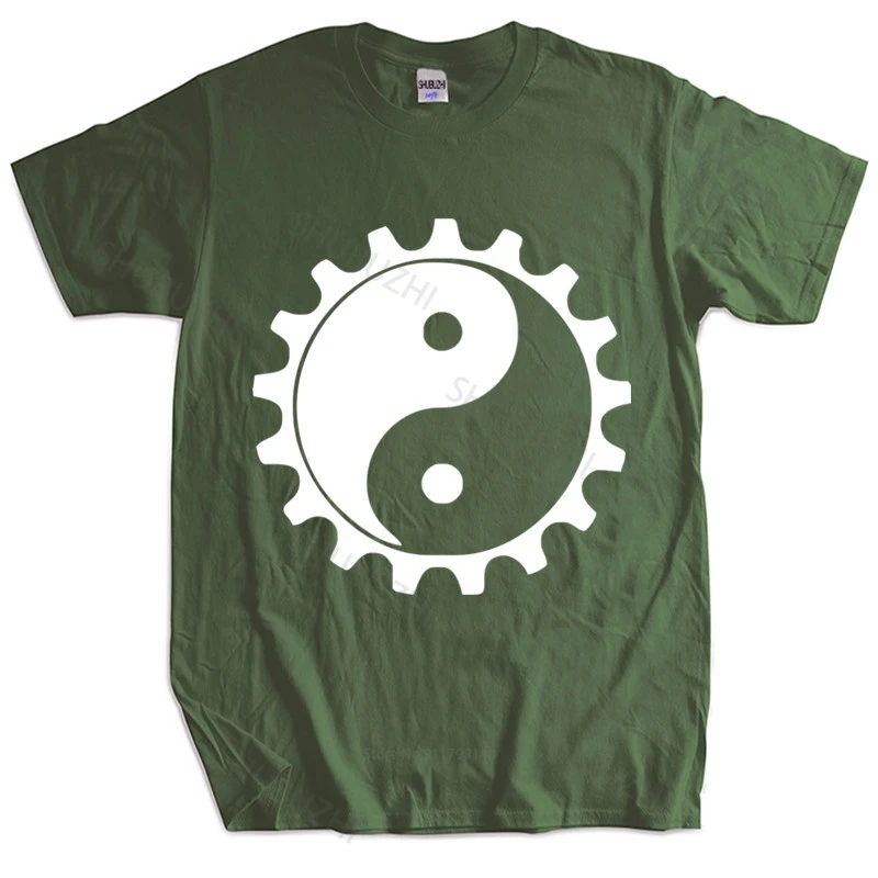 

Mens summer cotton tshirt loose tops Yin Yang Bike Cog - Mens T-Shirt Bicycle -Cycling unisex tee-shirt men top tees