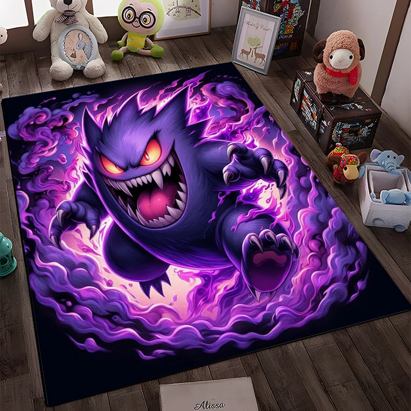Фото Мультяшный большой коврик с принтом покемона Gengar, ковер для дома, гостиной, детской спальни, дивана, нескользящий детский коврик для двери, декоративный коврик №2