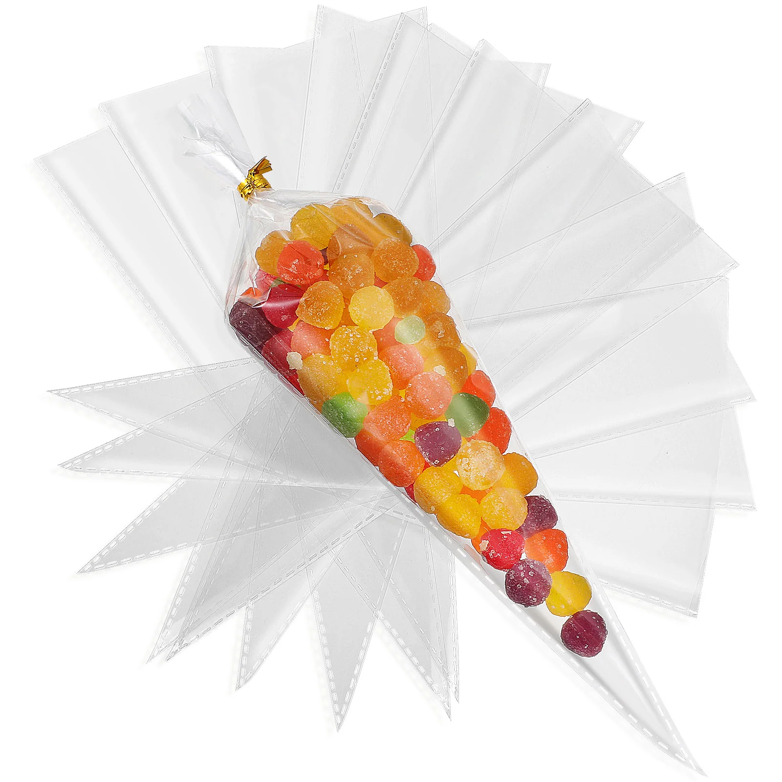 

Cellophane Candy Clear Packing Treat Giftwrapping Cone Popcorn Transparent Storageties Cookieparty Snack Wrap Biscuit Cello
