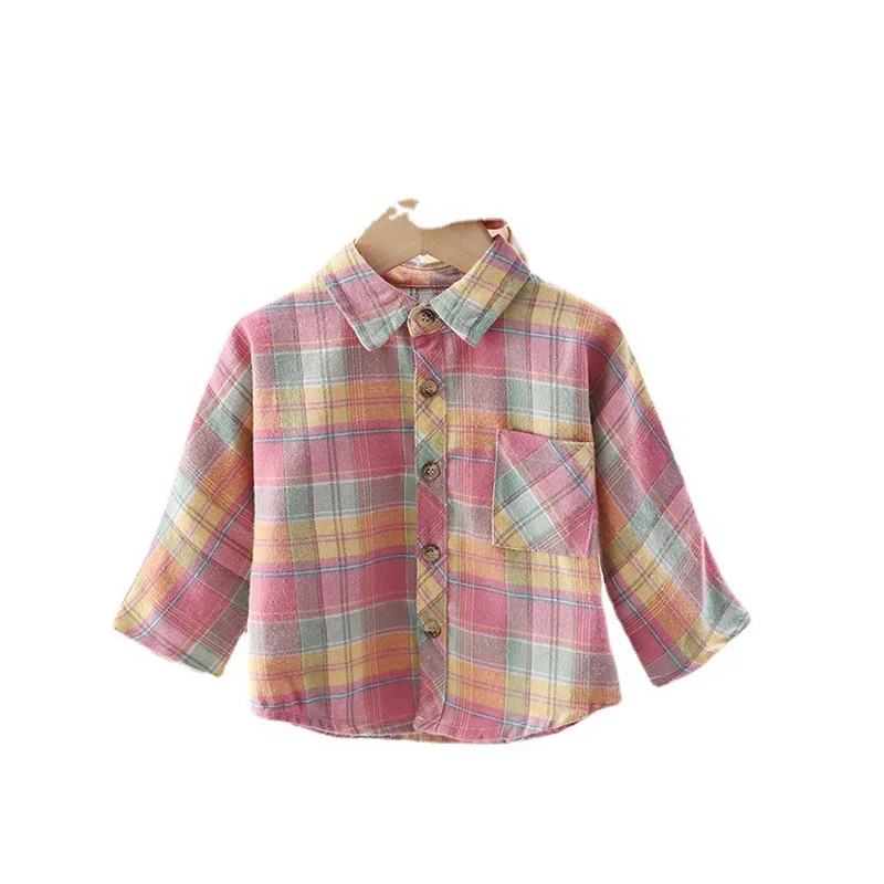 Детская одежда для маленьких девочек Повседневная рубашка с лацканами