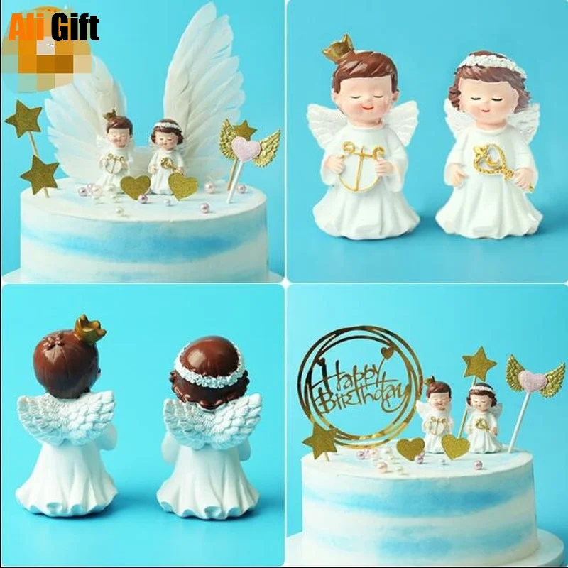 

Hot Selling Newest 2022 Birthday Cake Decorated Resin Wing Angel Doll Doll Baby Party Roasted Suga Acrylic Cake Topper