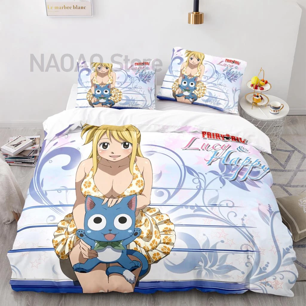 

New Fairy Tail Bedding Set Single Twin Full Queen King Size Fairy Tail Bed Set Aldult Kid Bedroom постельное бельё 3D Print 006