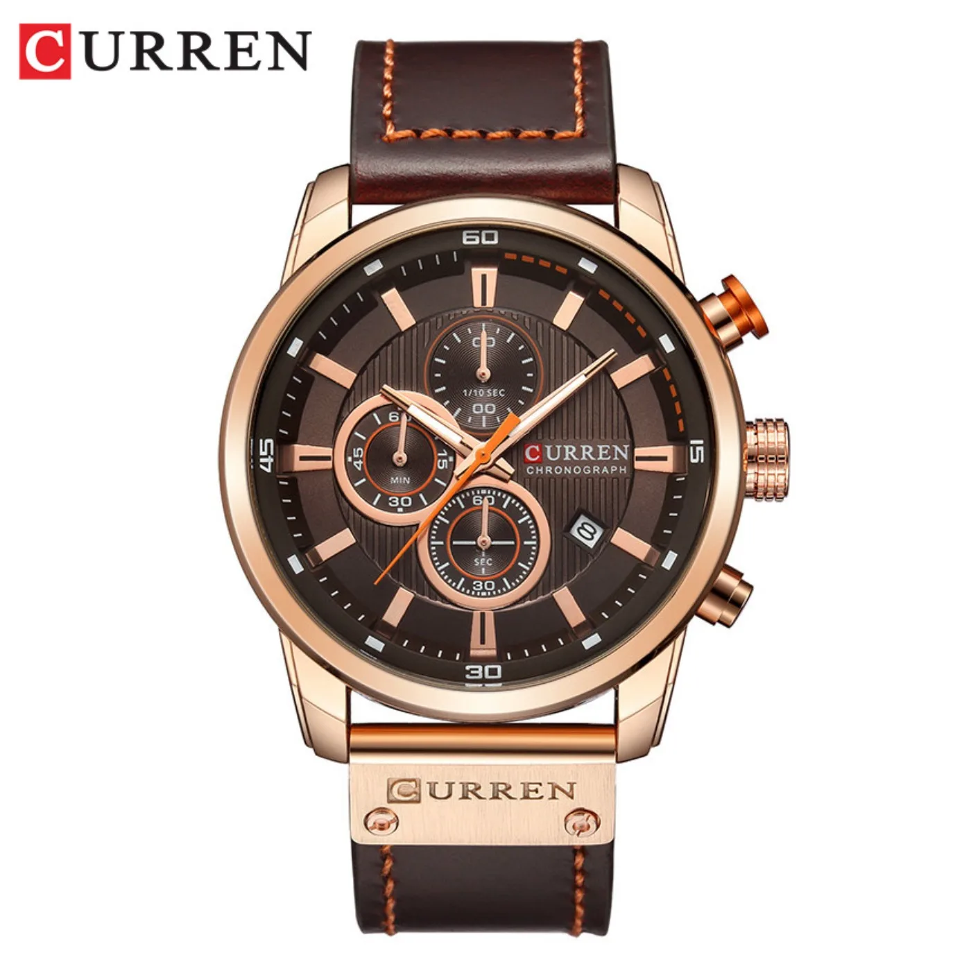 Фото Мужские кварцевые часы CURREN Fashion Date, лучшие брендовые роскошные часы, хронограф, спортивные наручные часы, Hodinky Relogio Masculino №1