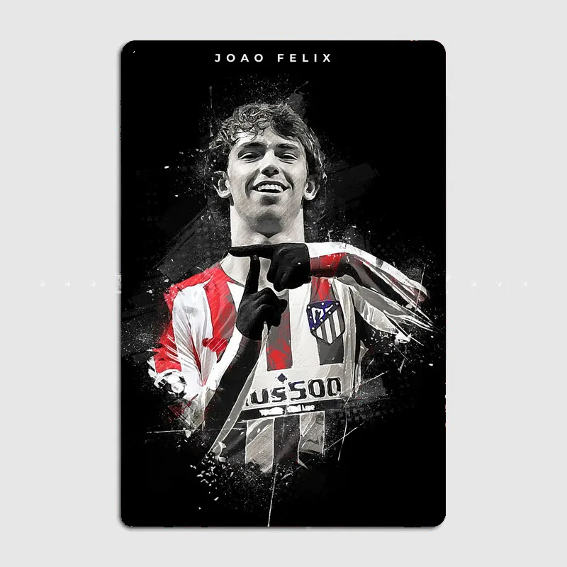 Фото Joao Felix Player металлический плакат знак спортивный зал гараж клуб фреска винтажный бар настенное украшение комнаты домашний декор №1