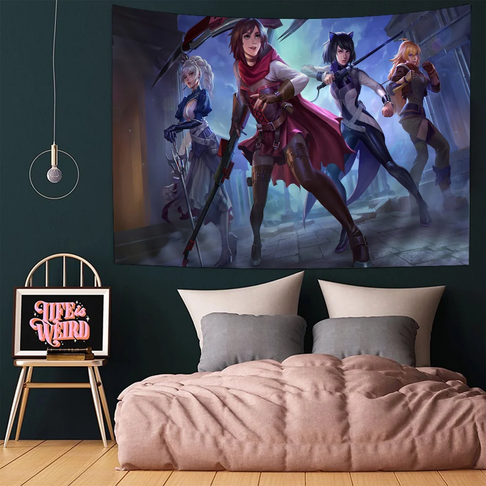 Cartoon R-Rwby Hanging Bohemian Tapestry Tarot Hippie Wall Rugs Dorm Home Decor