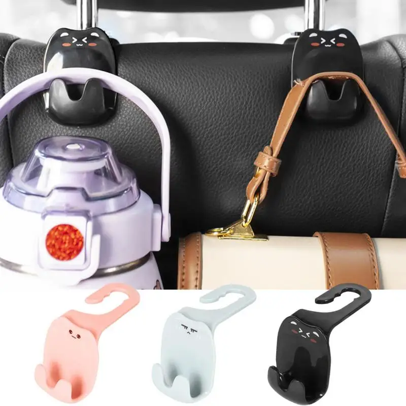 

2PCS Cartoon Car Seat Bag Holder With Vivid Expression Purse Hook For Car Universal Headrest Hanger With Large Loading Capacity