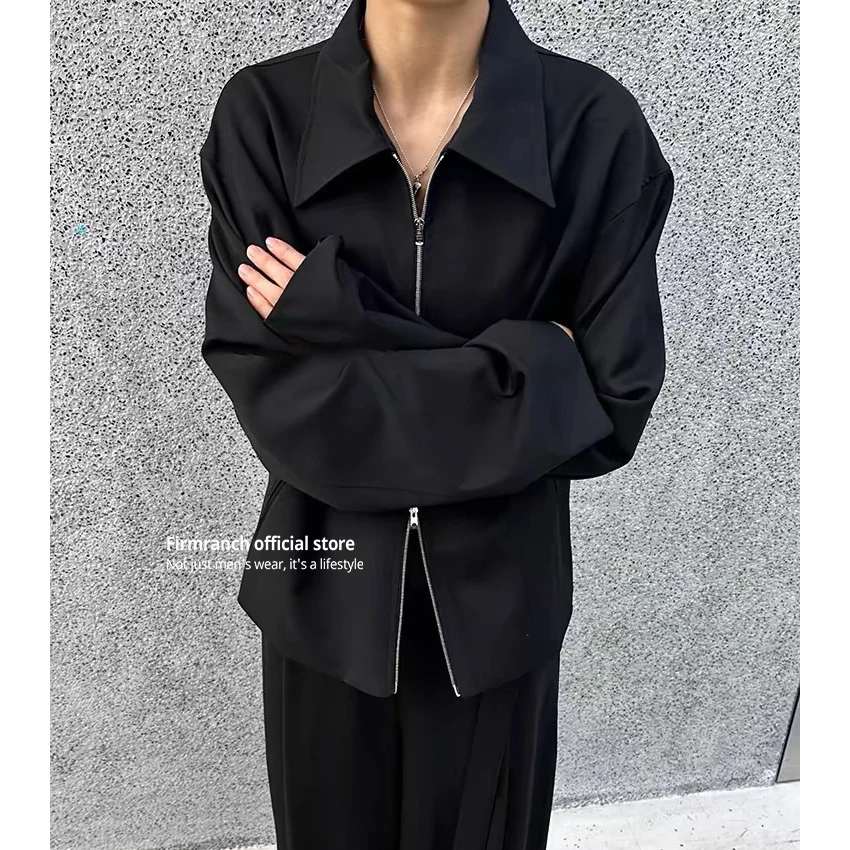 Firmranch 2024 новая черная короткая широкая куртка с лацканами для мужчин и женщин
