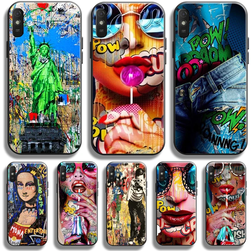 

Street Graffiti Oil Painting For Xiaomi Redmi 9A Phone Case Redmi 9AT Case Carcasa Silicone Cover Soft Black Coque Funda