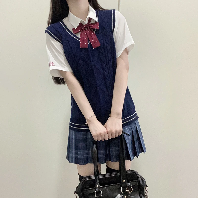 [Оригинал от Park Ying] Jk Uniform Japan fashion преппи вязаный пуловер свитер с V-образным