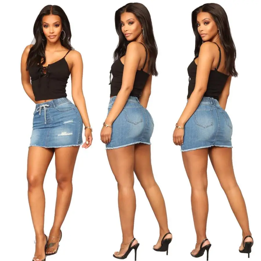 

Women's summer skirt new fashion denim short skirt female designer blue