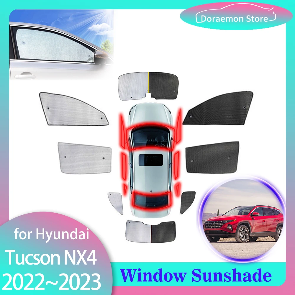 

Автомобильные солнцезащитные козырьки с полным покрытием для Hyundai Tucson NX4 LWB 2022 ~ 2023, козырек для окон, коврик для переднего бокового лобового стекла, аксессуары для занавесок
