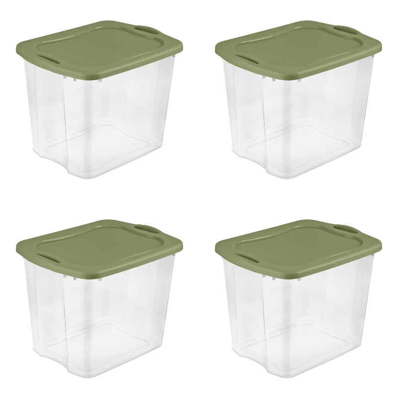 

4pcs 95 Qt. Carry Plastic Storage Boxes Carry Through Handles Organization for Bedding, Seasonal Clothing, Camping