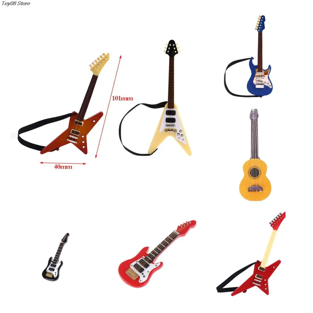 

8Styles 1PC 1:12 Dollhouse Miniature Music Electric Guitar for Kids Musical Toy House Decor