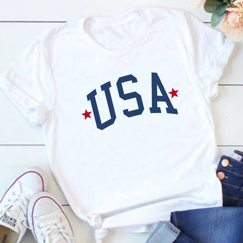 

USA Vintage Clothing Women's 4th of July Shirt Fourth of July Women Black Top Summer America Tops Summer Tshirt