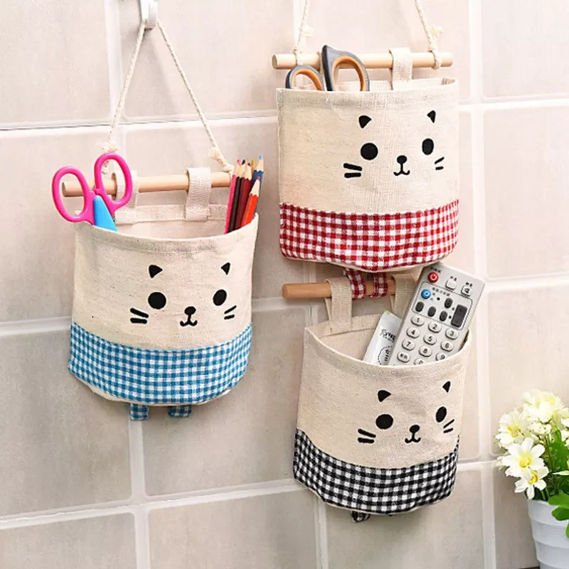 

2022New Wall Sundry Fabric Cotton Pocket Hanging Holder Storage Bags Door Wall Closet Hanging Pocket Pouch Makeup Cosmetic Holde