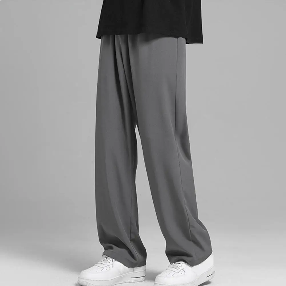 

Summer Simple Lace-up Draped Pants Bottoms Men Trousers Drawstring Streetwear