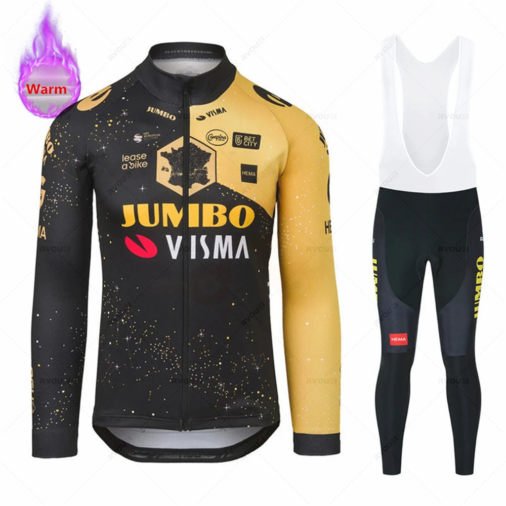 

2023, Джамбо Visma команда Велоспорт Джерси комплекты с длинным рукавом MTB велосипедная одежда зимняя Флисовая теплая форма для мужчин
