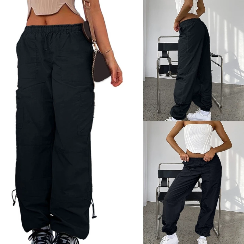 Cargo Pants Hot Girl Style Stretchy Trousers Woman Lace Up High Waist Pants