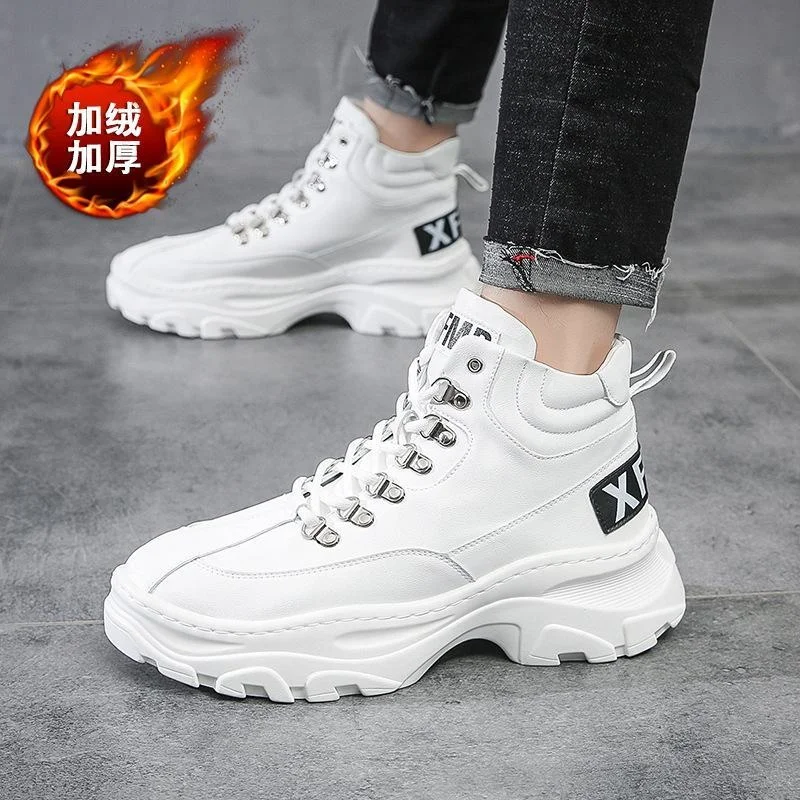 

High quality Spring new fashion men's shoes color matching leisure thick soled trendsetter metal buckle elevated