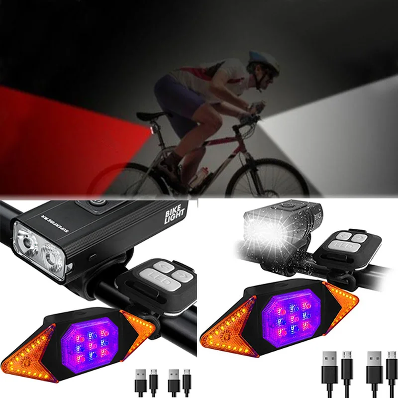 

Night Cycling Warning Taillight Front Lamp Headlight USB Rechargeable Bike Accessories Bicycle Flashlight Tail LED Light Set