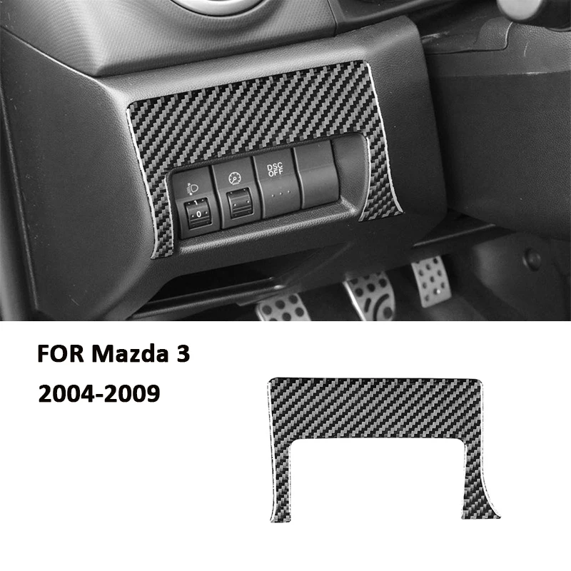 

Аксессуары для Mazda 3 2004-2009, кнопки переключателя управления передней фары автомобиля из углеродного волокна, декоративная наклейка на панель