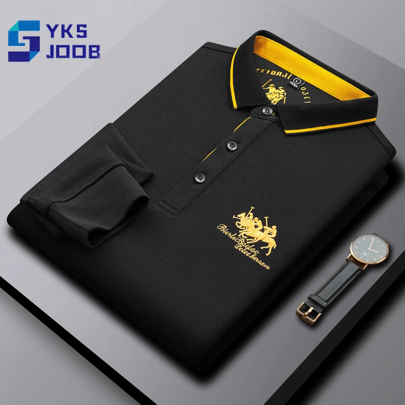 

Cotton Embroidery Polo Shirts Men Luxury Solid Breathable Business Casual Blouse Office Daily Sport Golf Long Sleeve Tops Camisa