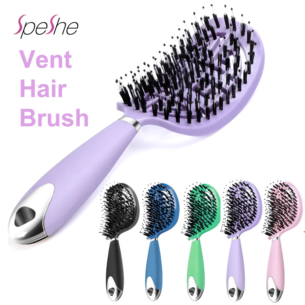 

2pcs SPESHE Vent Hair Brush Curved Vented Hairbrush for Women Men Scalp Massager Comb Fast Blow Drying Hair Styling Tools