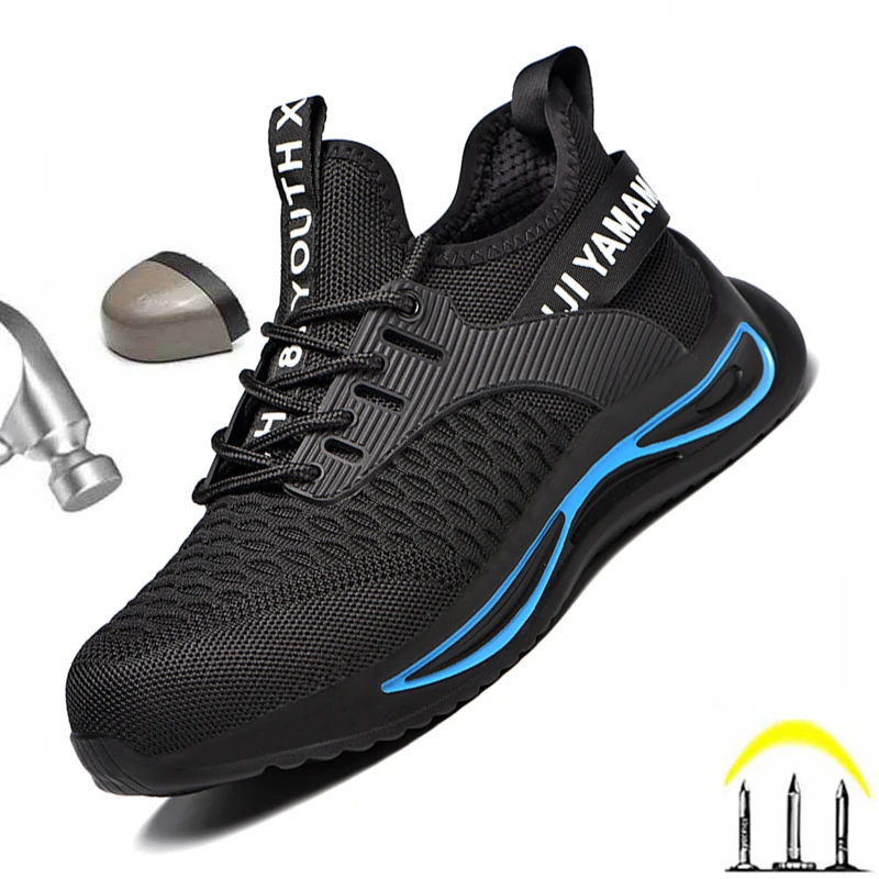 

Fashion Man Safety Shoes Men Boots Steel Toe Shoes Breathable Work Sneakers Indestructible Safety Boots Male Shoes Work Boots