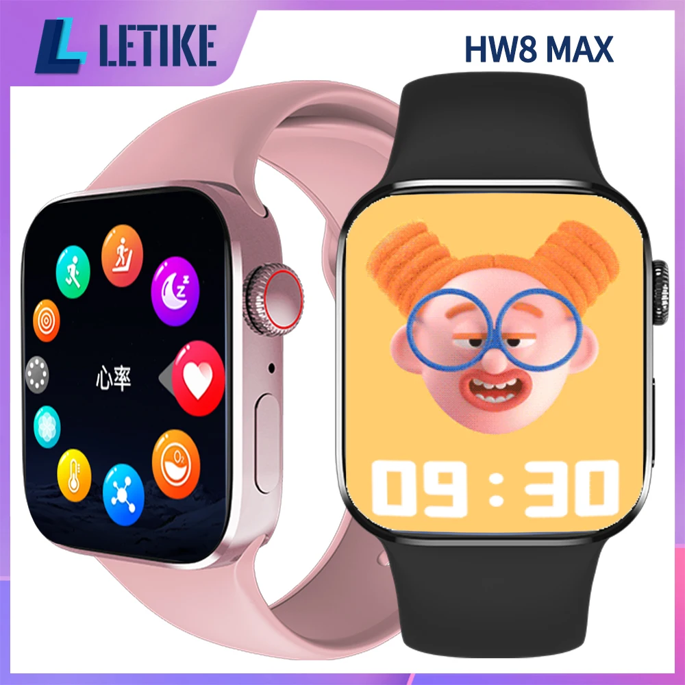 Akıllı saat erkekler Letike HW8 MAX akıllı saat kadın serisi 8 HD ekran Bluetooth çağrı pk IWO 14 pro Xiaomi Huawei akıllı telefon için