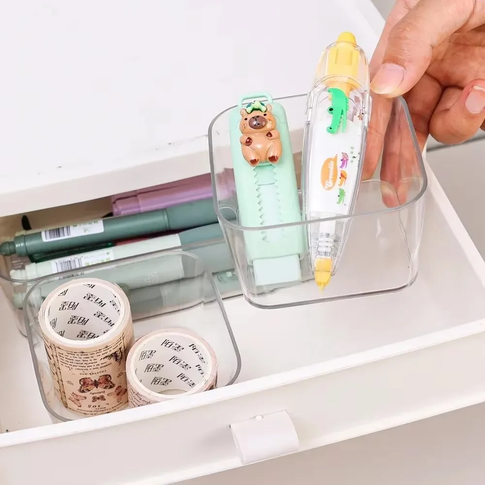 Прозрачный ящик для хранения вместительный органайзер косметики Настольный