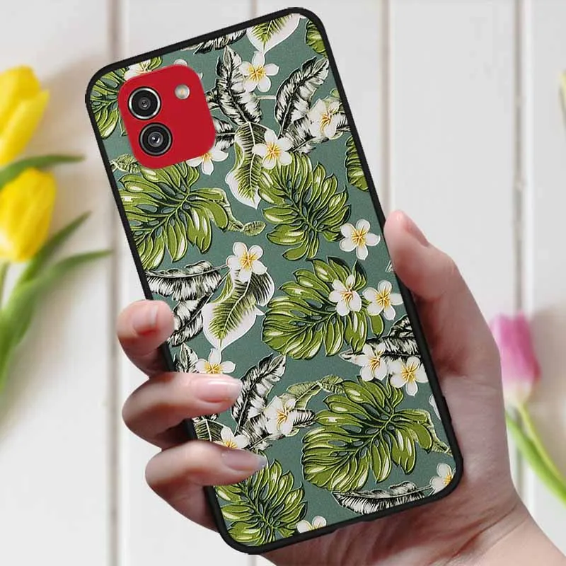3D чехол с тисненым цветком для Samsung Galaxy A03 A 03 милый рельефный A035F телефона A04 -