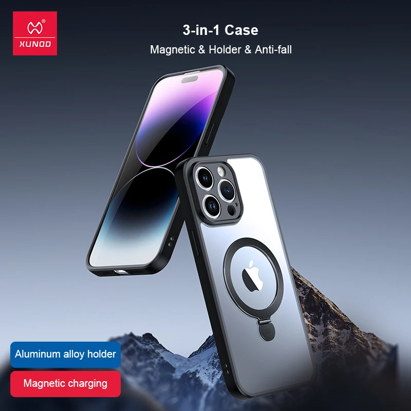 

Xundd For iPhone 14 Pro Max For iPhone 13 Pro 14 Pro Magnetic Holder Case Wireless Charging Suported Airbag Shockproof Shell