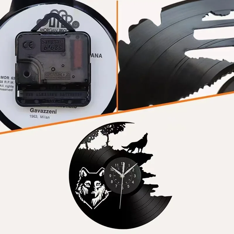 Лесной рев волк виниловые настенные часы дух художественное украшение