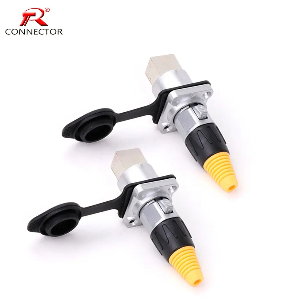 

50pcs D type Panel Mount Socket and Wire Connector RJ45 Connector Waterproof Ethernet Network Cable Extender Adapter