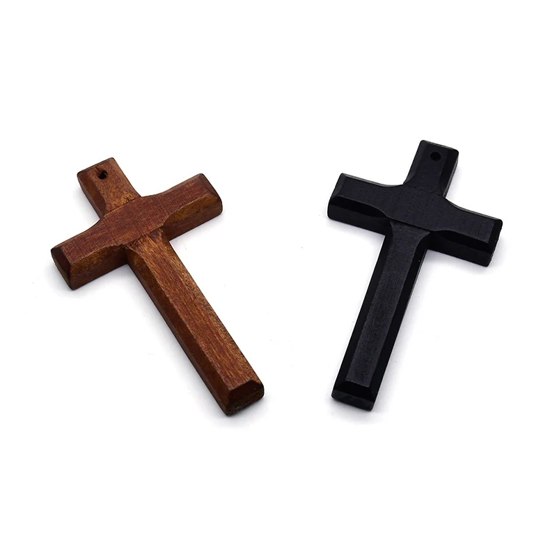

Natural Wooden Cross Pendant Ornament DIY Necklace Key Chain Religious Jewelry Making Accessories