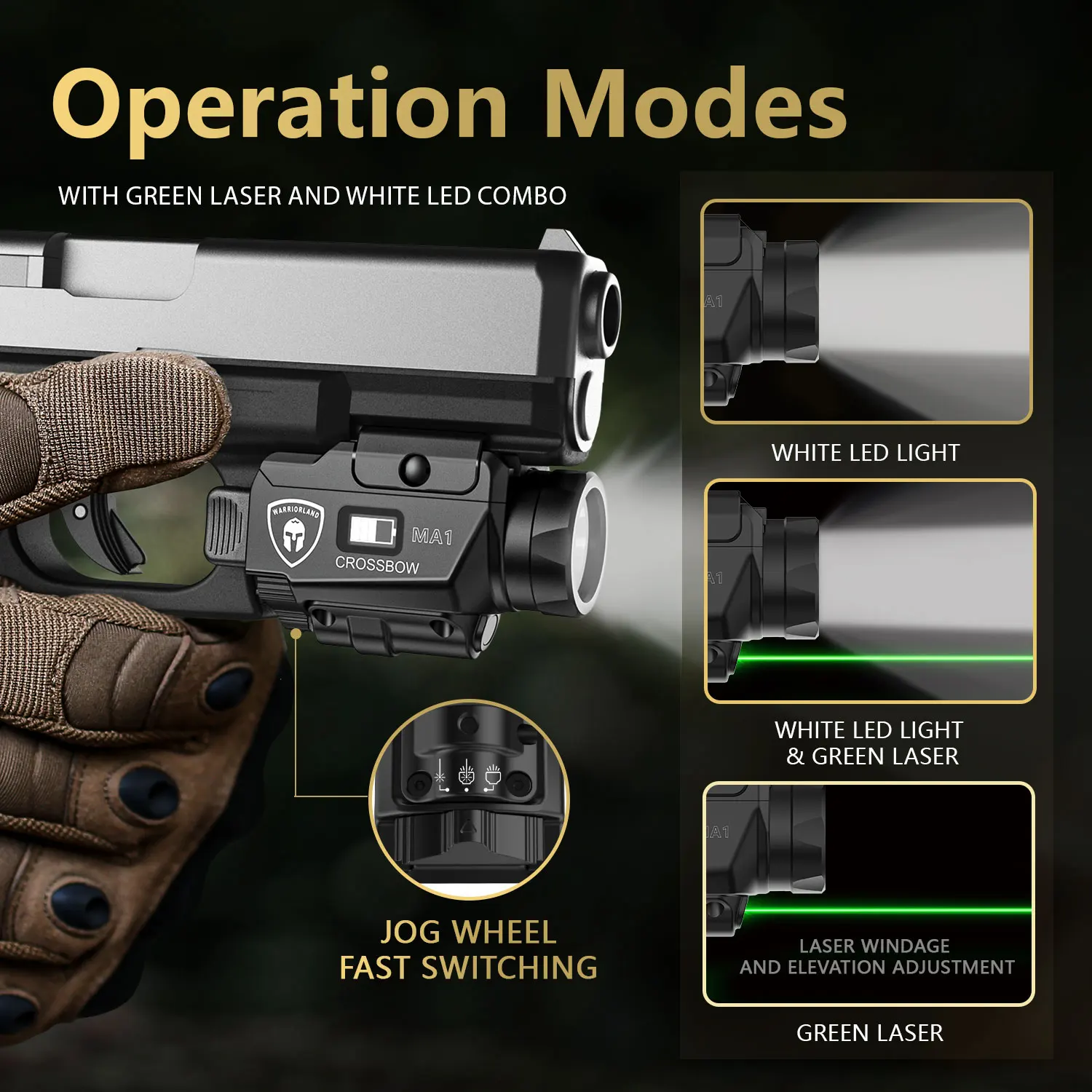 Лазерный пистолет Warriorland подходит для Glock 17 19 21/Hellcat Pro/Beretta 92FS большинство моделей