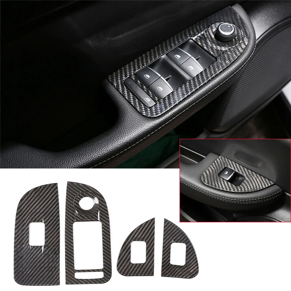 

Real Carbon Fiber Window Lift Switch Button Panel Cover Decoration Trim for Alfa Romeo Giulia 2017-2020 Interior Car Accessories